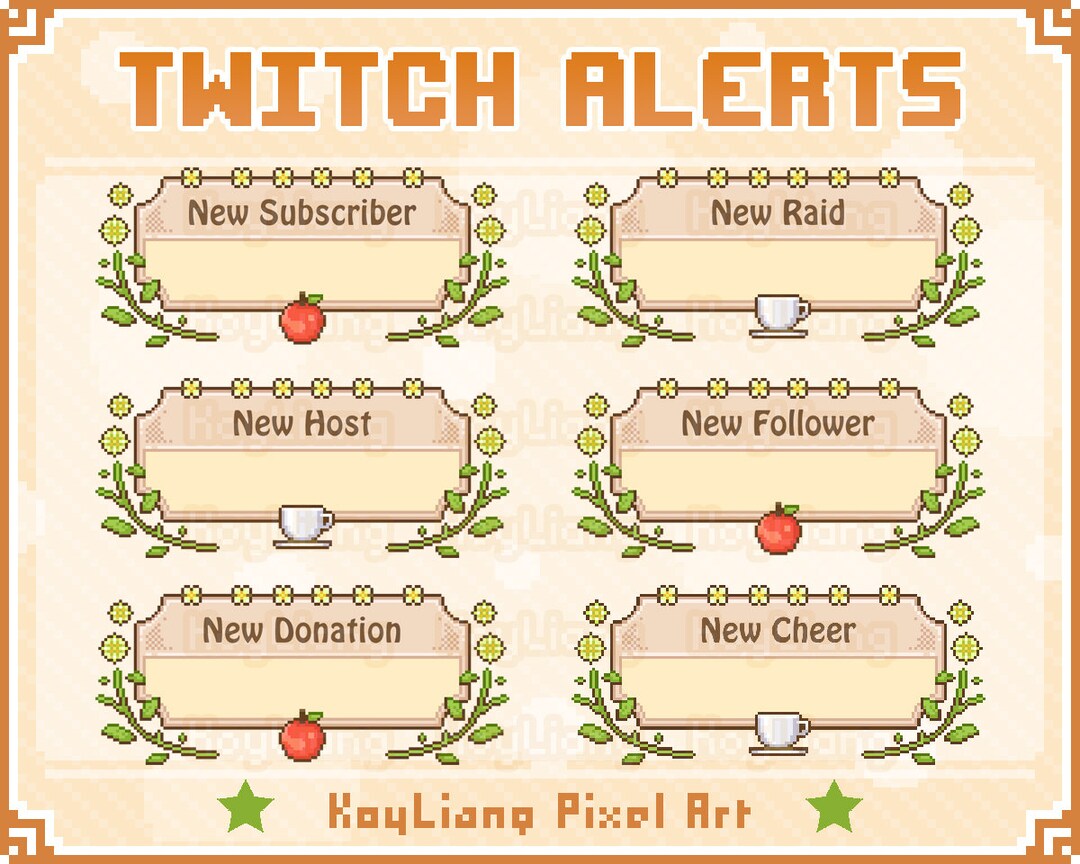 Twitch Alerts Package in Cottagecore Aesthetic Design, New Follower ...