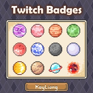Planet Sub Badges - Galaxy Bit Badges, Universe Space Theme, Retro Pixel Art