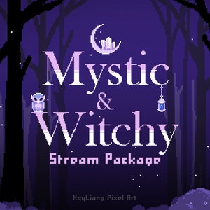 Witchy Stream Package for Twitch Channel Customization - Mystical Forest Design, Retro Pixel Art, Streamer Assets Bundle Pack