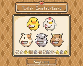 Knife Duck Emotes, Pixel Art Animals Icons, Twitch Streamer Assets