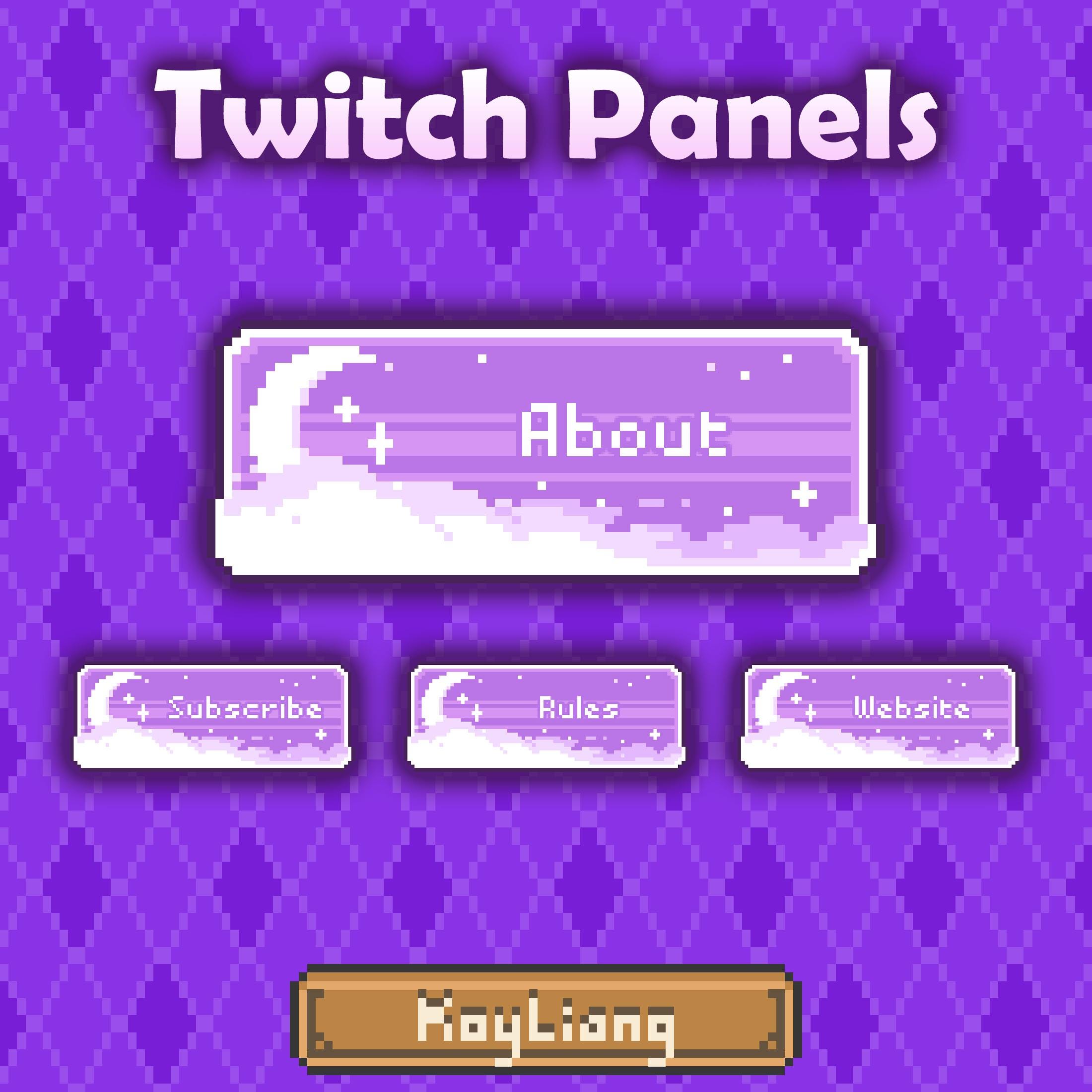 Twitch Lunar Panels - Pixel Moon and Stars, Streamer Profile ...