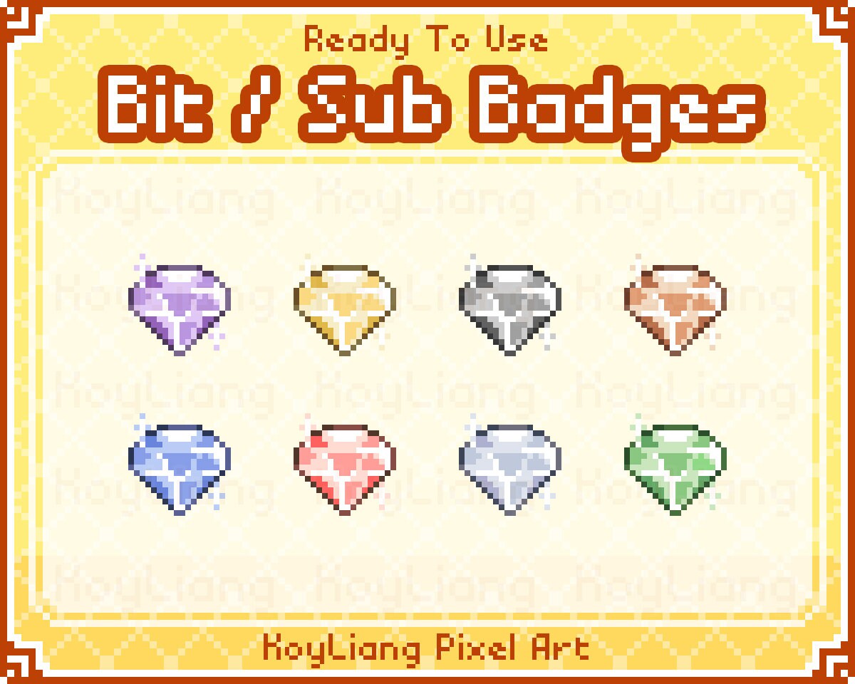 Twitch Sub Badges And Bit Badges Shiny Diamond In 8bit Pixel Etsy