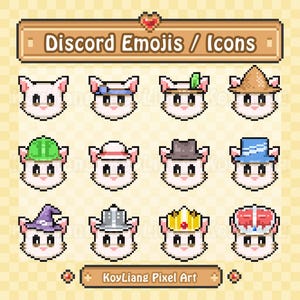 Cat Role Icons for Discord Server, Discord Emojis and Stickers Download, Pixel Style Kitty Head