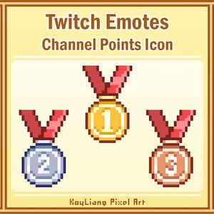Medals Emote for Twitch Gamers to Reward Subscriber and Donator, Gold Silver Bronze Awards Icons Pack