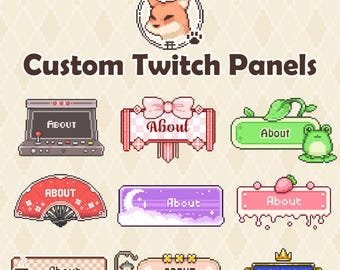 Custom Twitch Panels: Pixel Art Channel Text, Commission Streamer Profile Graphics