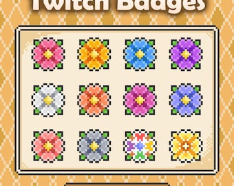 Sub Badges & Bit Badges: Pixel Art Flowers