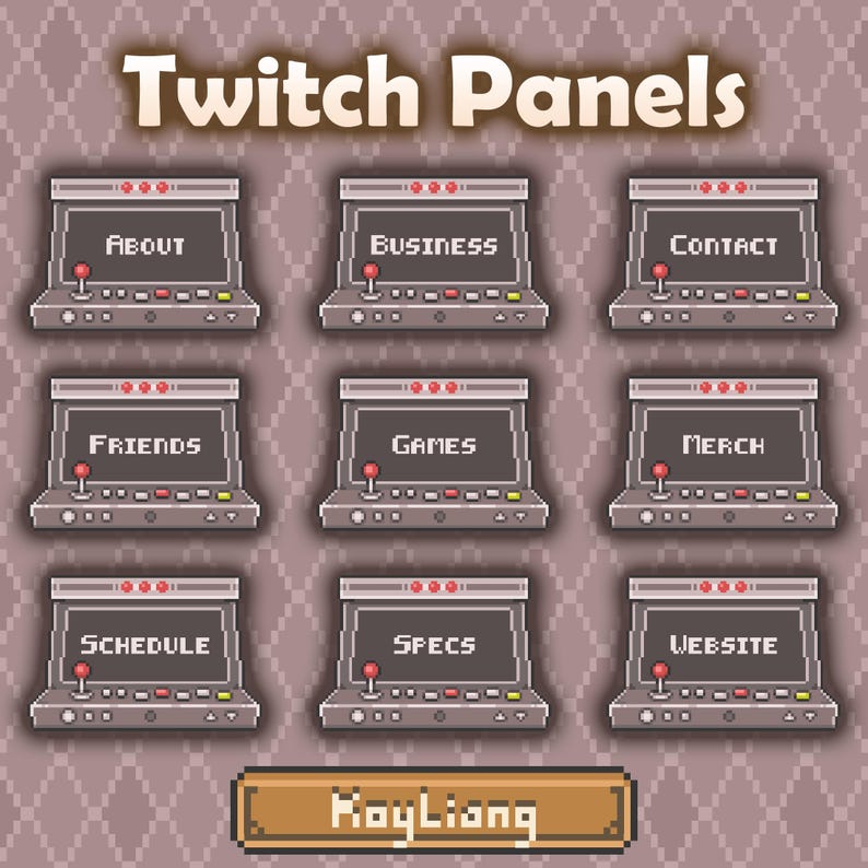 Twitch Panels Pack: Arcade Spiel Maschine, Retro Pixel Kunst Bild 2