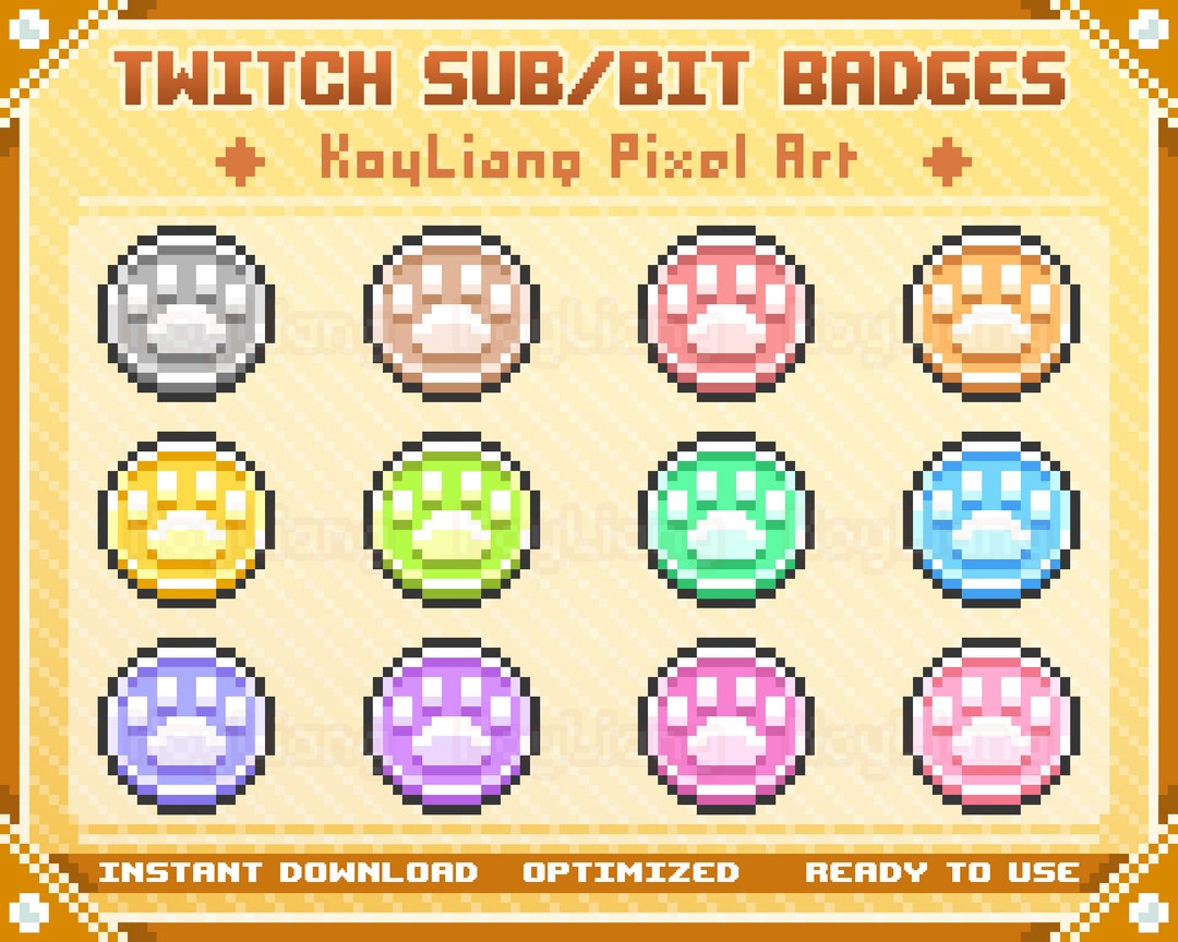 Pixel Paw Coins for Twitch Streamer in Multiple Colors Cute Dog and Cat