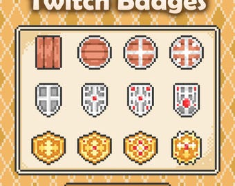 Sub Badges Pack: Retro Pixel Art, Warrior Shield