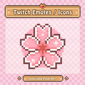 Sakura Emote, Twitch Channel Points Badge, Pink Cherry Blossom, Japanese Flower and Plant, Cute Pixel Art