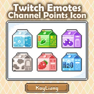 Water Drinks Emotes - Twitch Food Icons, Pixel Art Design, Channel Points Icon image 1