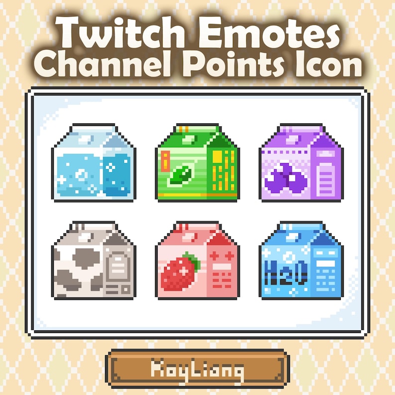 Water Drinks Emotes - Twitch Food Icons, Pixel Art Design, Channel Points Icon image 1