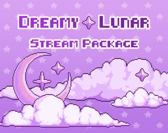 Pixel Stream Package: Dreamy Lunar Theme, Twitch Streamer Assets, Channel Decoration