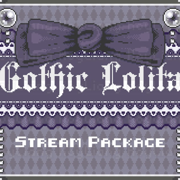 Stream Package Twitch - Pantalla animada - Paquete de superposición de píxeles - Estilo Gothic Lolita