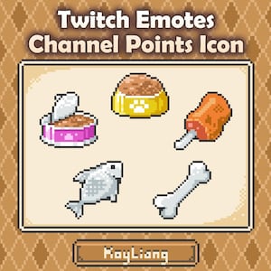 Cute Pixel Emotes - Cat and Dog Food, Twitch Channel Icons, Kitty Puppy Emote