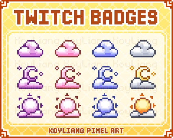 Kawaii Cloud Moon And Sun Badges For Twitch Streaming In Cute Etsy Denmark