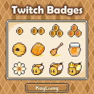 Bee Sub Badges Pack - Spring Season, Cottage Flower Garden, Pixel Style Bit Badges