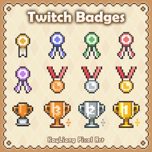 Insignias de suscriptor de Twitch: Medalla y trofeo de píxeles