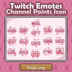 Émoticônes roses : lot de 16 émoticônes Twitch