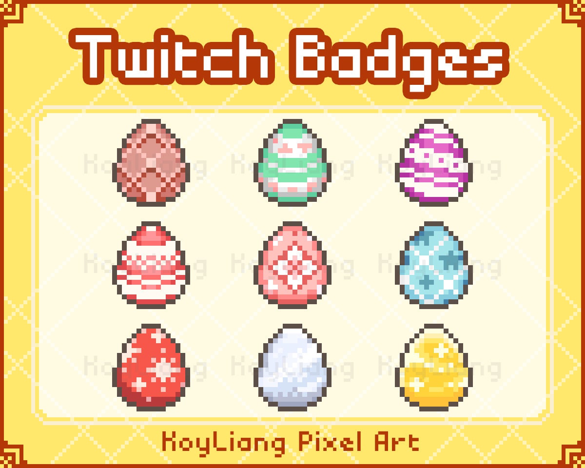 Bit Badges Easter Eggs Twitch Gaming Stream Cute 8 Bit Pixel Etsy