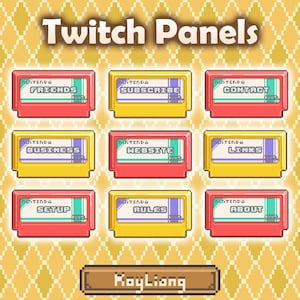 Paneles de Twitch de 8 bits: estilo cartucho de juego retro