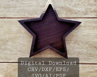 Star, Tray, Cnc Datei, Crv,Dxf,Ai,Pdf,Eps,Svg, Tray, Star svg, Vcarve, Cnc, Dxf, Tray CNC, Catchall, Cnc, Star Dxf, Download, Star Decor, cnc