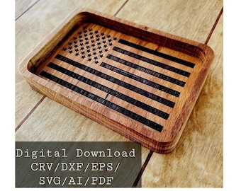 Flag Catchall, CNC File, CRV,DxF,Ai,Pdf,Eps,Svg, Tray Cnc, Cnc File, US Flag, Cnc Router, Digital Download, Vcarve, Cnc, Svg, Flag Svg, Flag