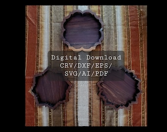 Trays, Boho Bundle, CNC File, 3 Pack, CRV,DXF,Ai,Pdf,Eps,Svg, Tray Cnc, Mandala, Wood, Catchall, Cnc Router, Digital Download, Cnc, Svg, dxf