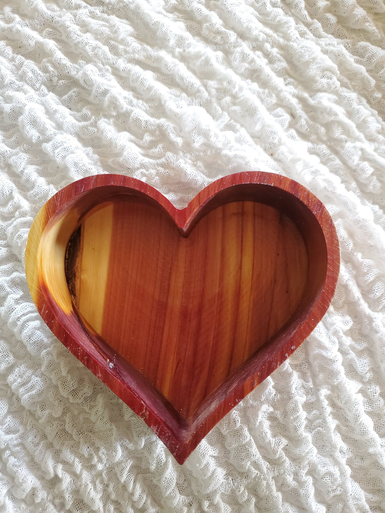Heart Shaped Cedar Carved Wooden Bowl jewelry box sorting Etsy