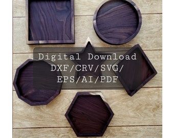 Tabletts, Bundle, CNC Datei, 6er Pack, CRV,DXF,Ai,Pdf,Eps,Svg,Tray CNC,Cnc File,Holz,Catchall,Cnc Fräser,digitaler Download,Vcarve,Cnc,Svg