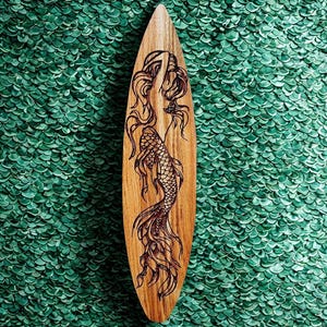 Mermaid, Surfboard, Wall Art, Mermaid Decor, Mermaid Sign, Mermaid Art, Boho Decor, home decor, wall art, sign, Surfboard Sign, Beach Decor