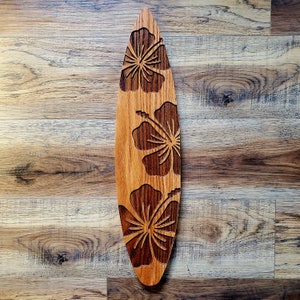 Hibiscus, Surfboard, Wall Art, Flower Decor, Hibiscus Flower, Flower Wall Art, Boho decor, home decor, sign, Surfboard Sign, Beach Decor