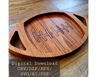 Football, Tray, CNC File, CRV,DXF,AiPdf,Eps,Svg, Digital Download, Vcarve, Crv Charcuterie, Football svg, Charcuterie Cnc, Charcuterie Board