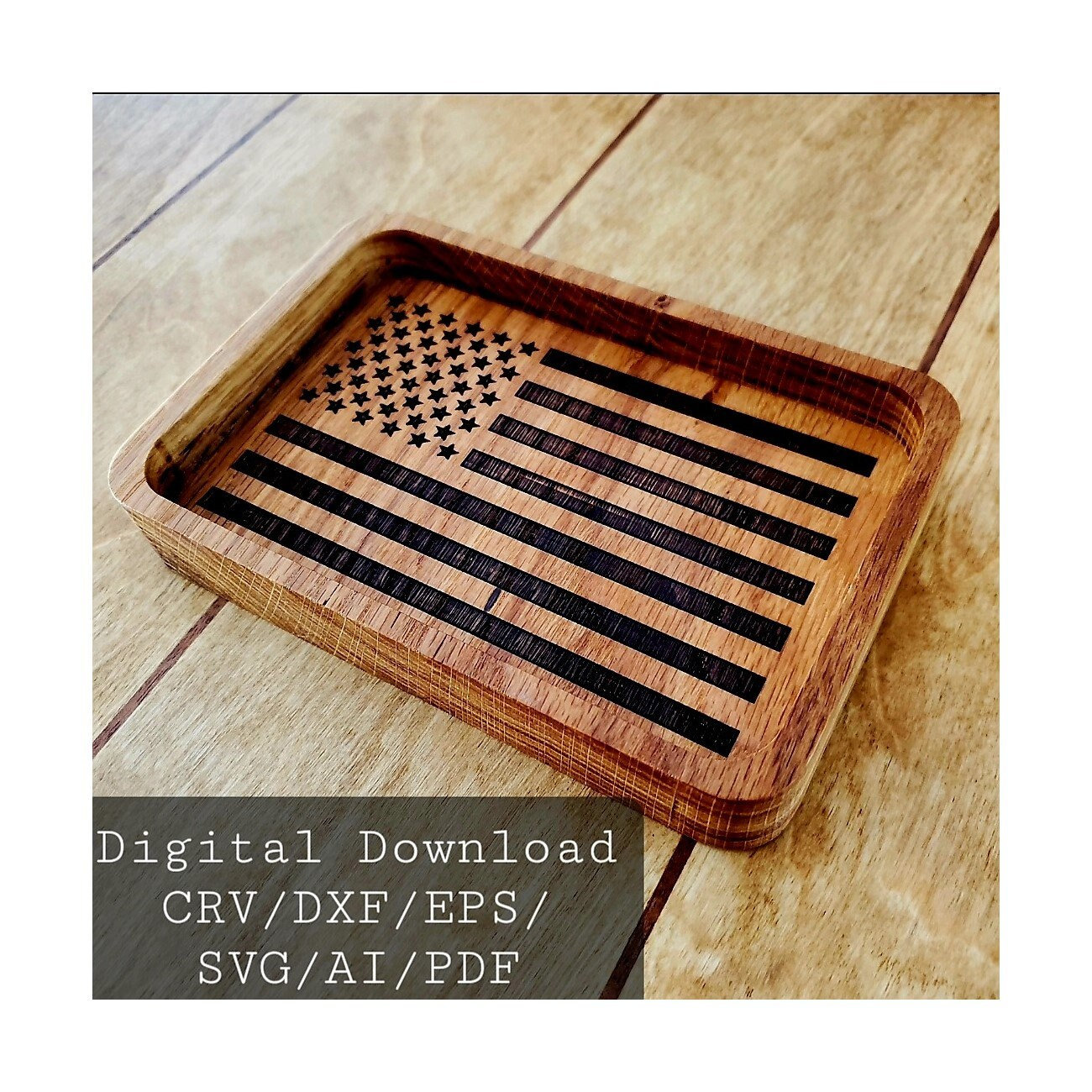 Flag Catchall, CNC File, CRV,DxF,Ai,Pdf,Eps,Svg, Tray Cnc, Cnc File, US Flag, Cnc Router, Digital Download, Vcarve, Cnc, Svg, Flag Svg, Flag
