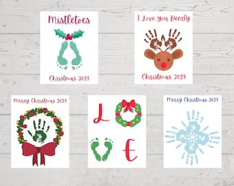 Christmas Handprint & Footprint Art Printable Bundle/Christmas Art Bundle