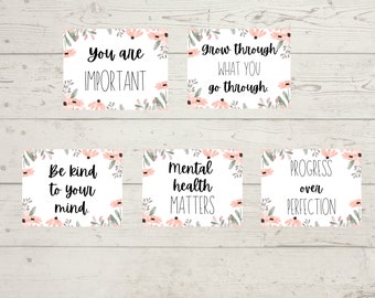 Floral Motivational Poster Set, Counselor Poster Set, Social Worker Poster Set