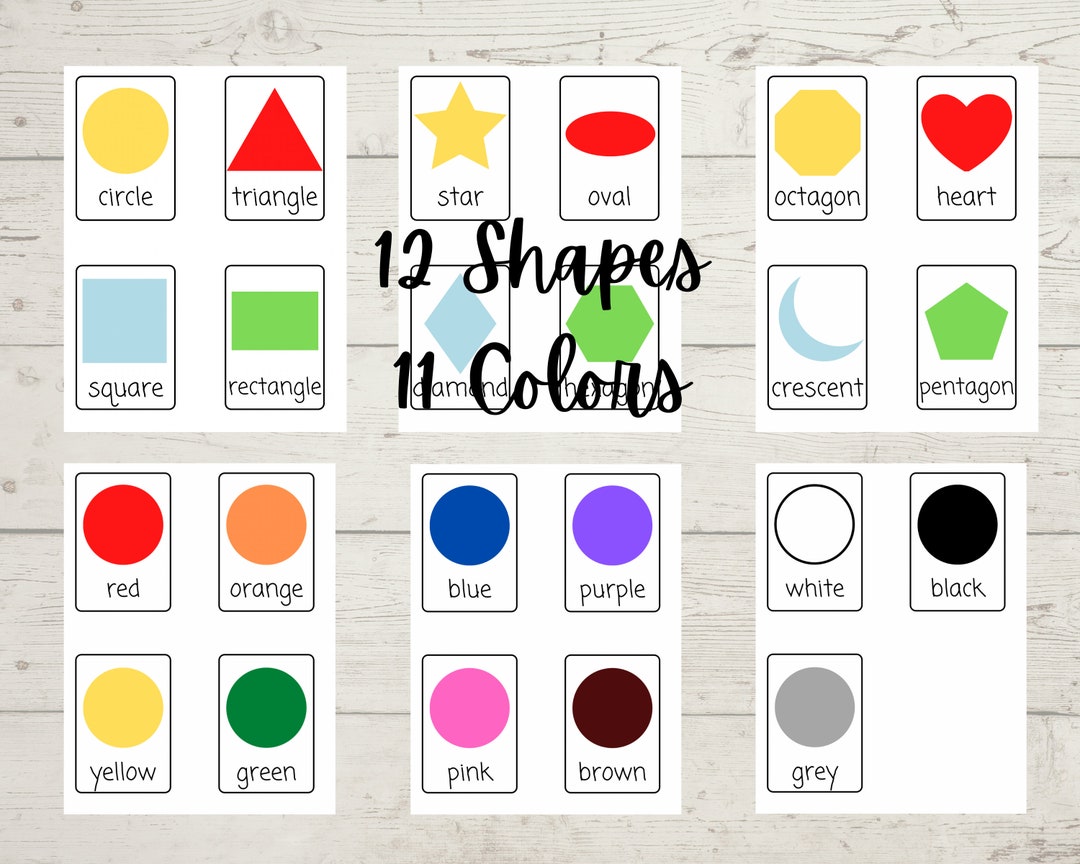 Shape and Color Flash Cards Etsy