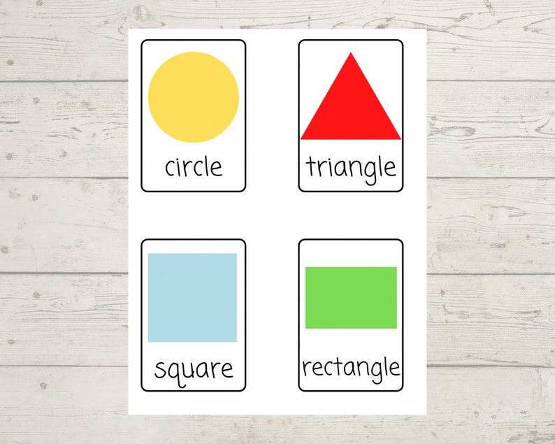 Shape and Color Flash Cards Etsy