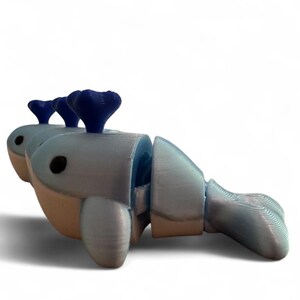 One Mini 3D Printed Articulated Blue Whale Pocket Pet