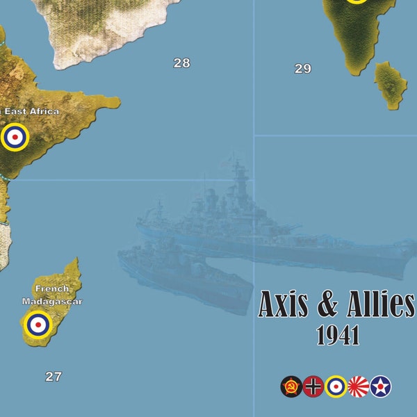 Mat Axis & Allies 33.98" x 63.98" 1941 giant full global map 100% WATERPROOF