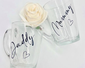 Personalised Glass Mugs | Name Mugs | Daddy Mugs | Mummy Mugs | Couple Mugs | Initial Mugs | Coffee Mug | Tea Mug | Coffee Lover | Mug Gift