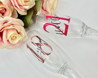 Personalised Champagne Flute | Prosecco Glass | Birthday Glass | Milestone | Age Glass | 18th, 21st, 30th, 40th, 50th | Champagne Glass