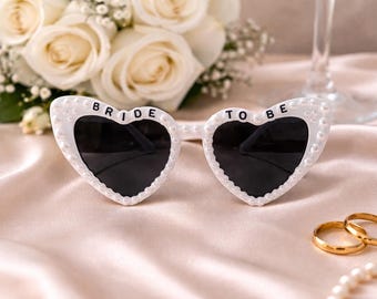Bride To Be Pearl Heart Sunglasses, Hen Party Accessories, Bride Sunglasses, Bridal Shower Gift, Wedding Glasses, Bride To Be Outfit, Hen Do