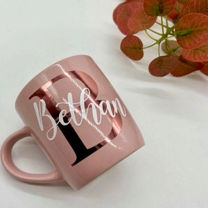 Personalised Mug Initial and Name Mug Custom Name Personalised Gift Coffee Mug Custom Mugs Initial Mugs Birthday Wedding Pink