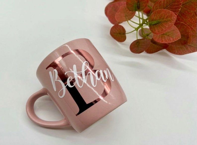 Personalised Mug Initial and Name Mug Custom Name Personalised Gift Coffee Mug Custom Mugs Initial Mugs Birthday Wedding Pink