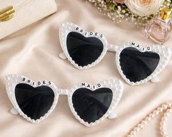 Bridesmaid Pearl Heart Sunglasses, Hen Party Glasses, Bridal Party Gift, Wedding Morning Accessories, Bridesmaid Proposal Gift, Hen Do