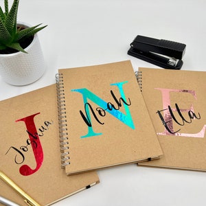 Personalised A5 Notebook | Notepad | Spiral Book | Name and Initial | Custom Notebook | Birthday Gift | Stocking Filler | Teacher Gift
