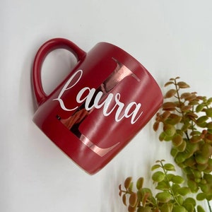 Personalised Mug Initial and Name Mug Custom Name Personalised Gift Coffee Mug Custom Mugs Initial Mugs Birthday Wedding Red