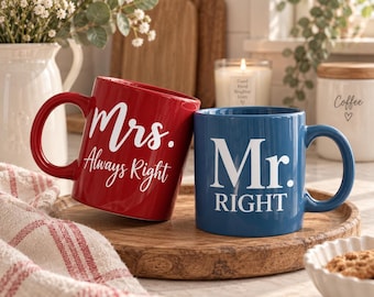 Personalized Mr Right & Mrs Always Right Mugs | Wedding Gift
