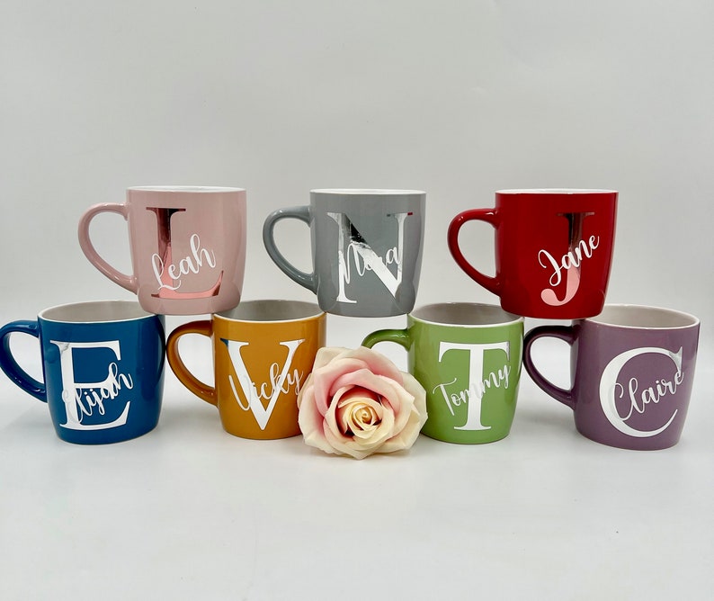 Personalised Mug Initial and Name Mug Custom Name Personalised Gift Coffee Mug Custom Mugs Initial Mugs Birthday Wedding image 2